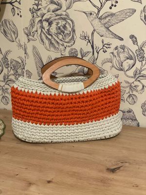 Sac a main blanc et orange 