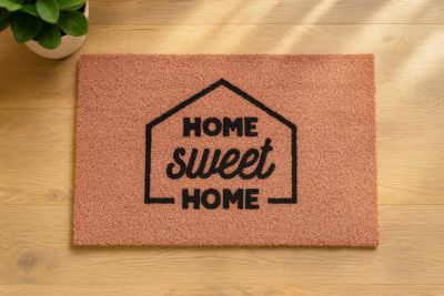 Paillasson Décoratif Rose Grand Format 70×50 cm – Fibre de Coco Naturelle