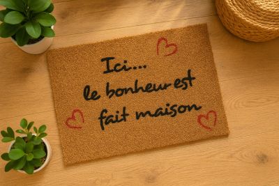 Paillasson Décoratif Grand Format 70×50 cm – Fibre de Coco Naturelle