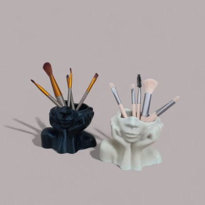 🖤 Porte-pinceaux visage en résine – Design artistique